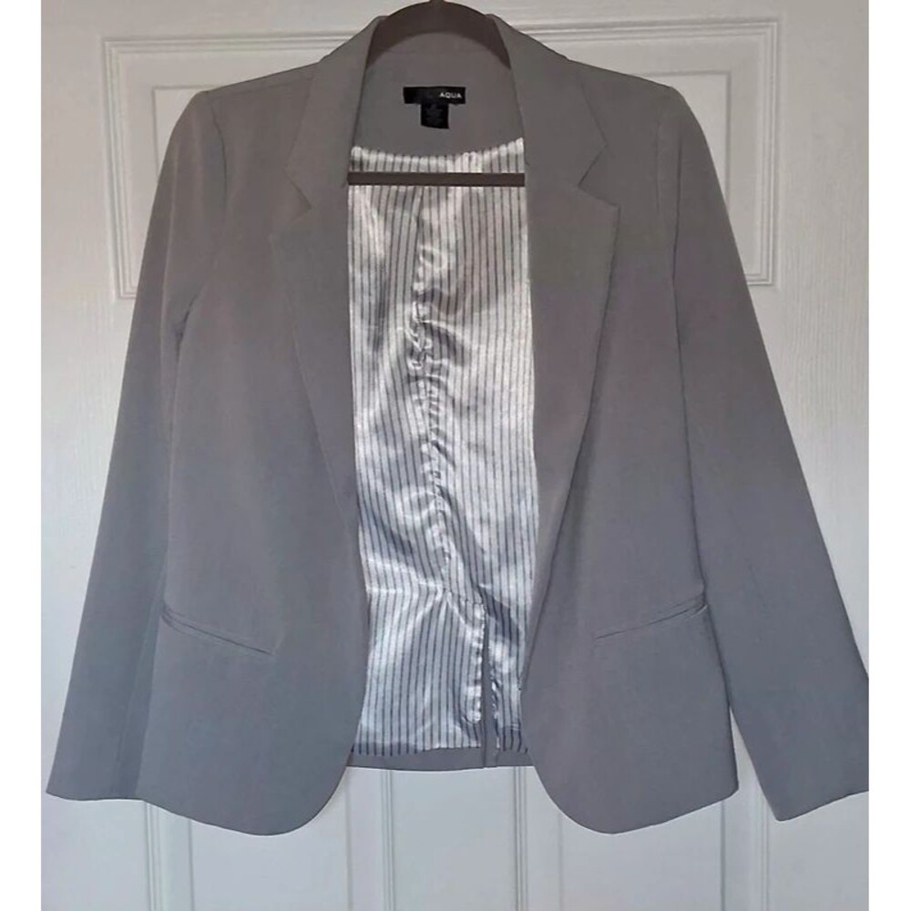 Bloomingdale’s Aqua Womens Blazer Light Grey Size Small